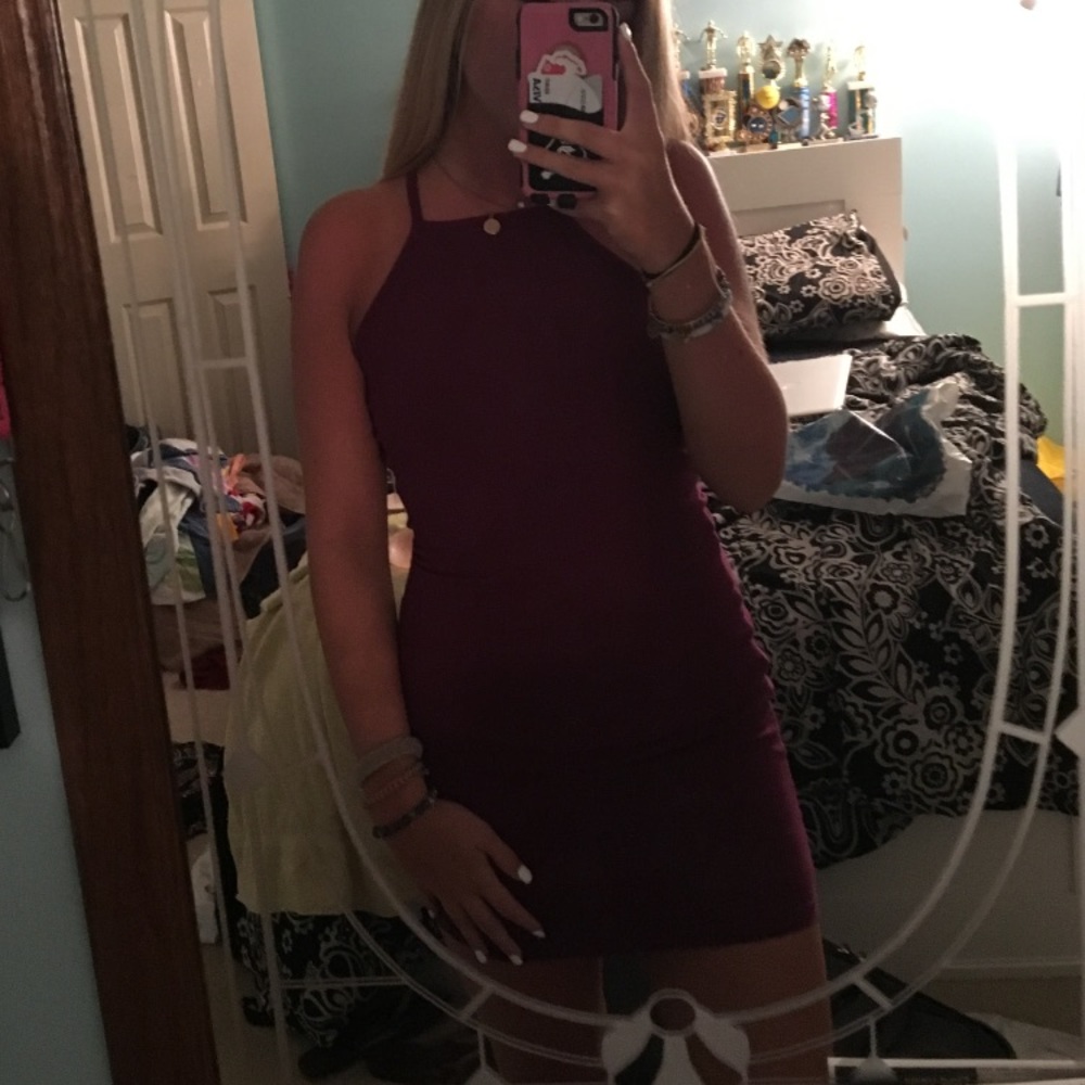 dark magenta tight dress